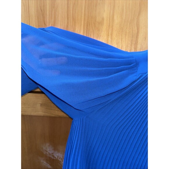 BY MALENE BIRGER WOMEN Cobalt Blue Pleated Accordion BLOUSE EU 36 US S Sheer - Picture 4 of 16